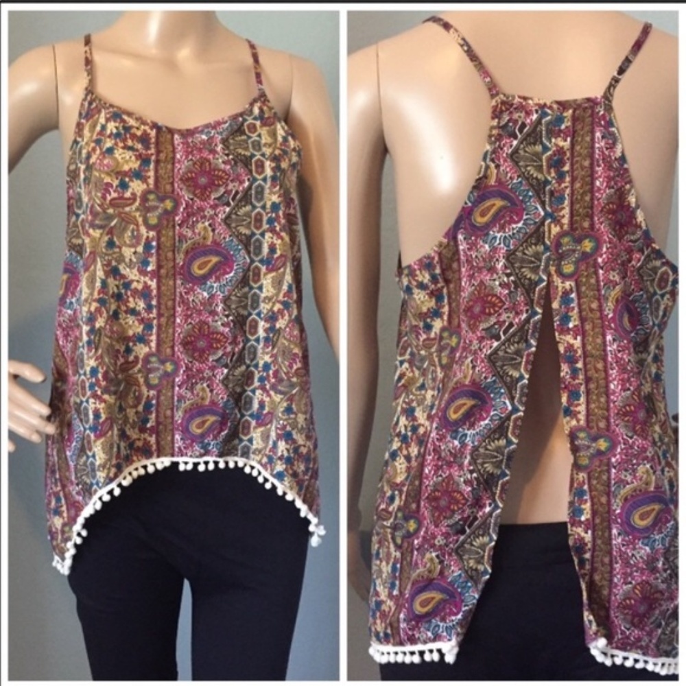 Love blossom split back tank top